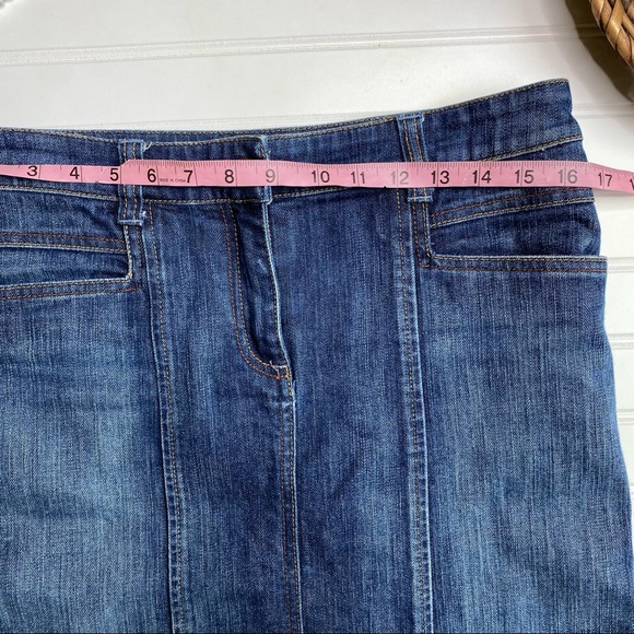 New York & Company Faded Distressed Fit and Flare Jeans Skirt - Picture 3 of 5